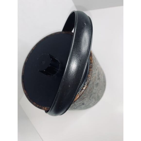 Ice Bucket Irvinware Dark Brown Faux Tooled Leather Floral Design 7.5" USA EUC - Picture 6 of 11
